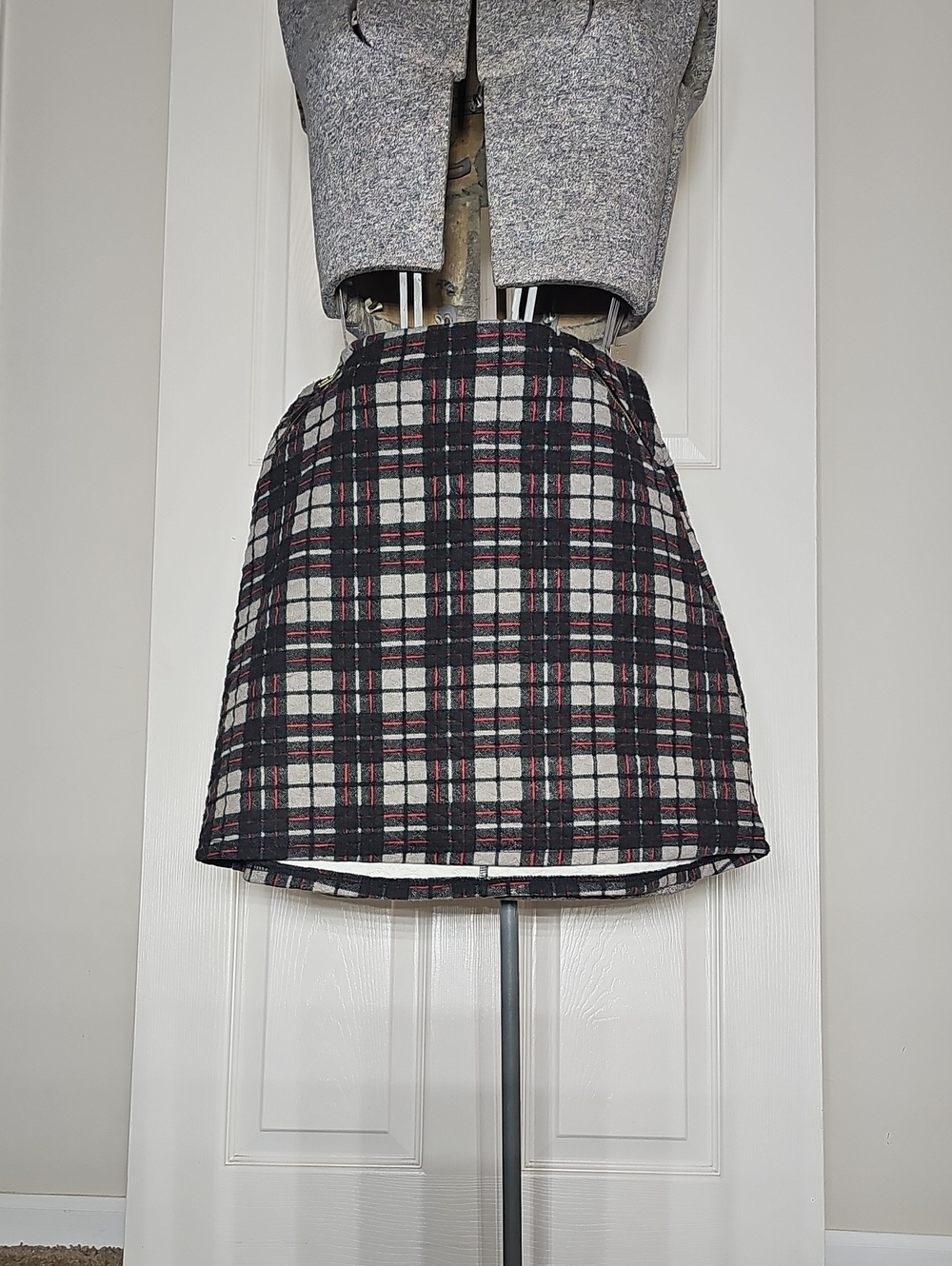 Princess Vera Wang Quilted Plaid A Line Mini Skirt Size 5 Juniors